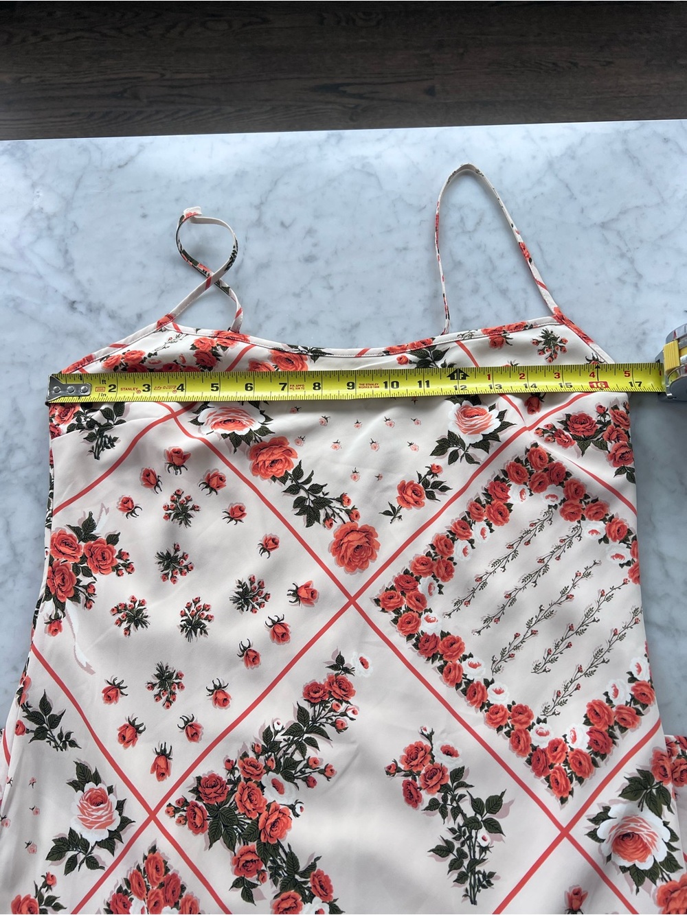 NWT Abercrombie Slip Dress in Cream Pattern Floral Orange Size Medium Tall - Picture 6 of 9